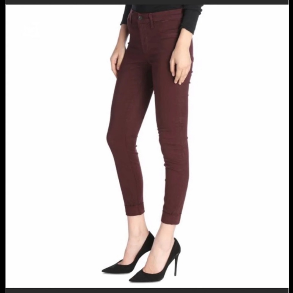 J brand size 26 cropped burgundy jeans